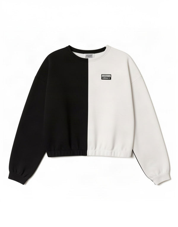 Adidas Womens Crop Oversized Top Manga Longa Reino Unido 10 Pequeno Preto Colourblock