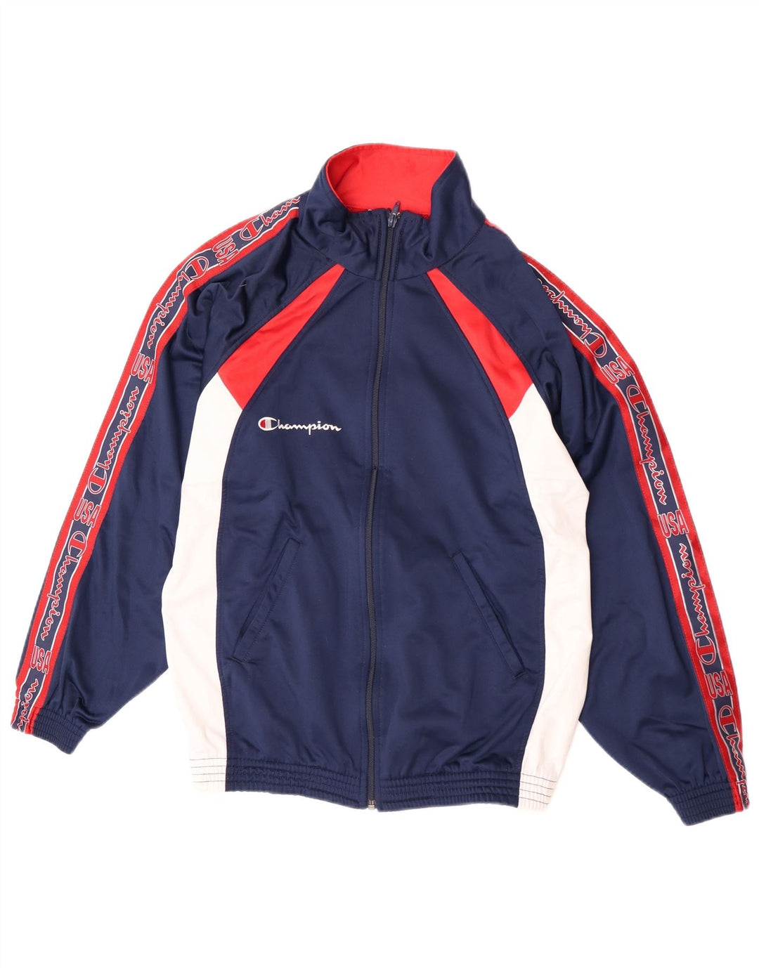Jaqueta masculina de agasalho gráfico Champion pequeno bloco colorido azul marinho