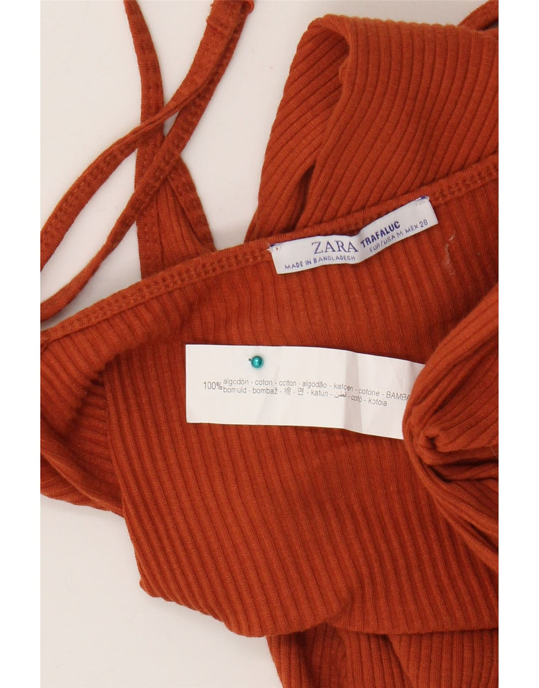 Macacão feminino sem mangas Zara UK 12 algodão laranja médio