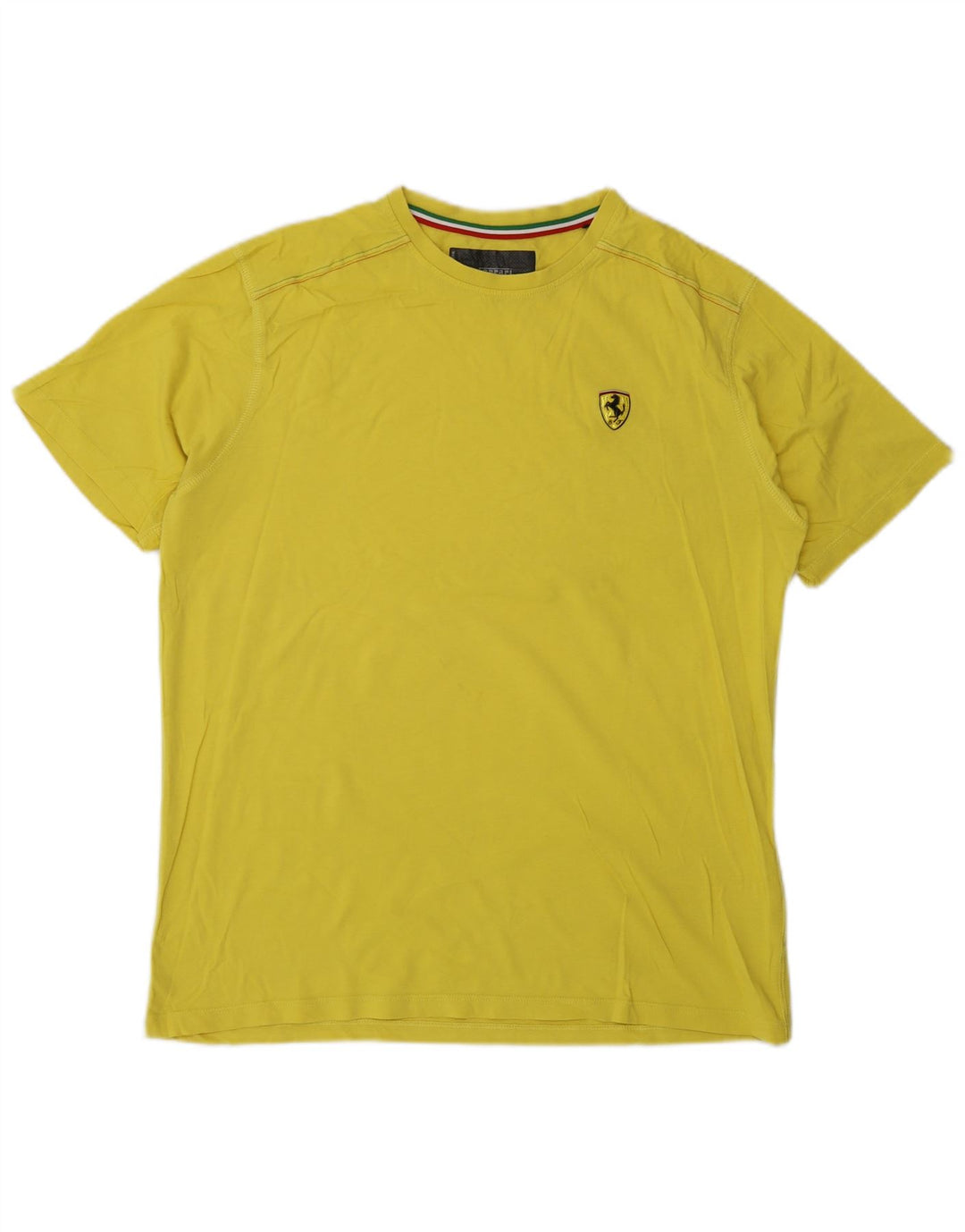 Camiseta masculina Ferrari grande algodão amarelo