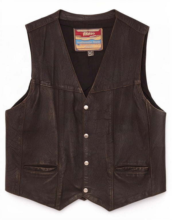 Colete de couro feminino Akaso UK 18 XL preto