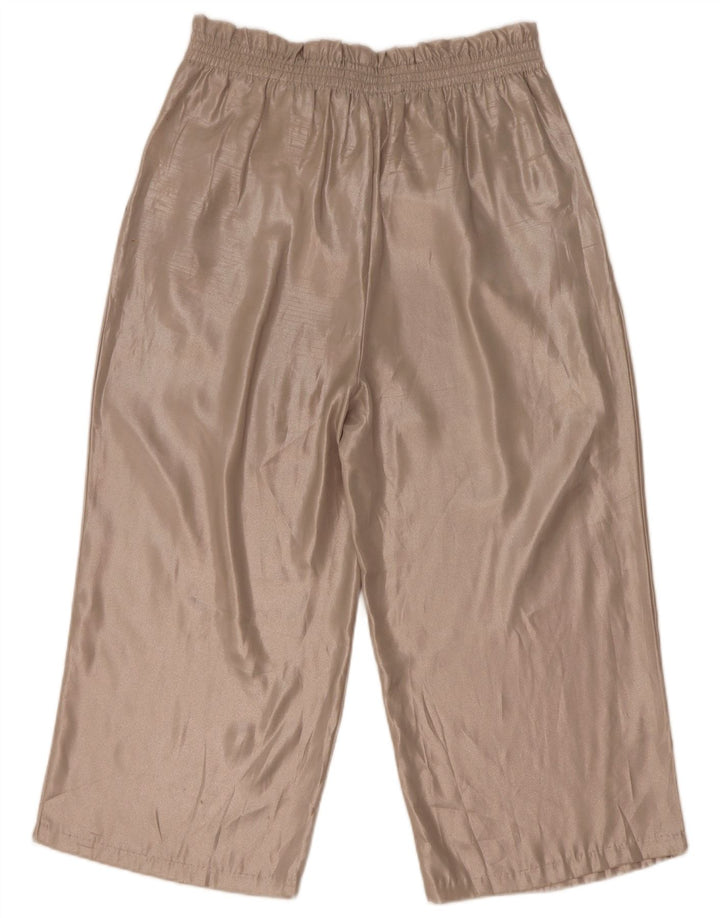 Zara Calça Capri Feminina Cintura Alta Médio W28 L21 Poliéster Bege