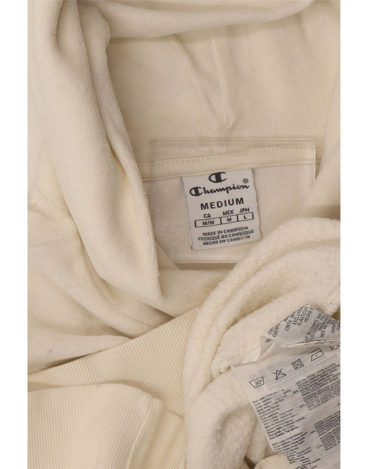 Jumper feminino de lã com capuz gráfico CHAMPION Reino Unido 14 médio off white algodão