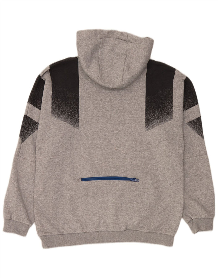 Adidas Mens Hoodie Jumper Médio Cinza Colourblock Algodão