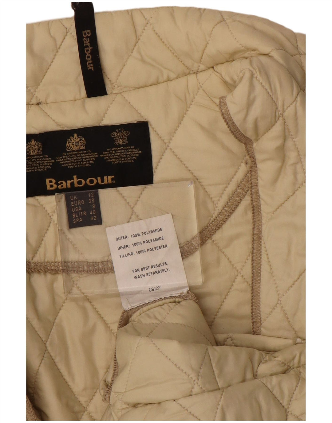 Jaqueta acolchoada feminina Barbour UK 12 poliamida bege médio