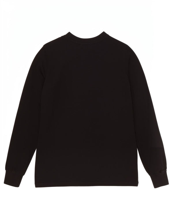 Ellesi Top gráfico feminino manga comprida UK 4 XS preto algodão esportivo