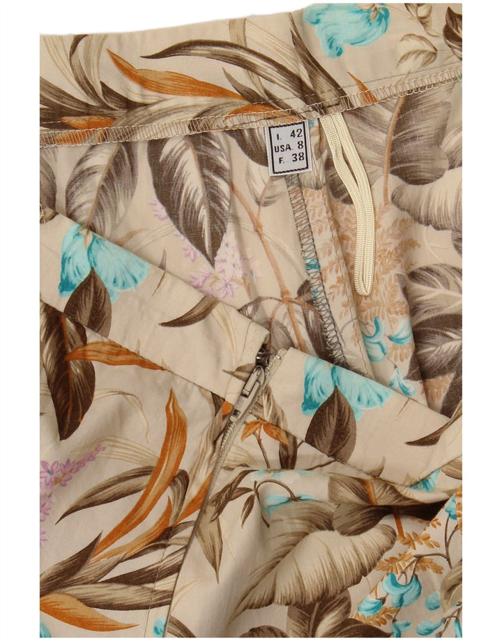Saia larga feminina VINTAGE IT 42 médio W28 bege floral