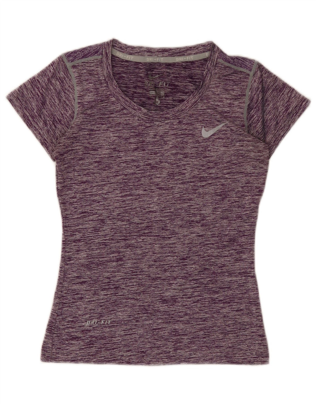 Camiseta feminina Nike Dri Fit Top UK 12 poliéster manchado roxo médio