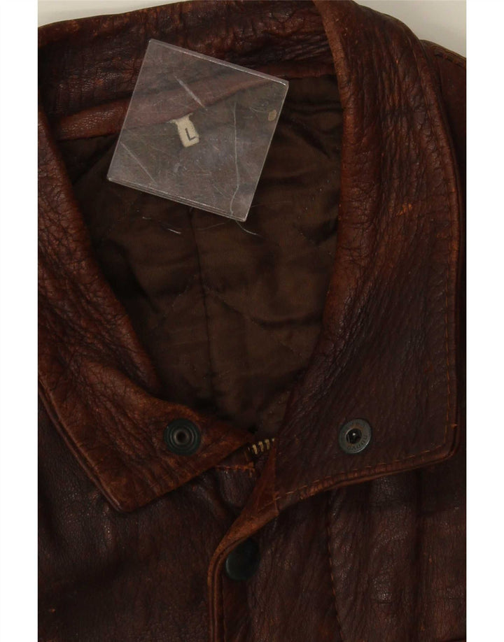 Jaqueta de couro masculina vintage UK 40 grande marrom