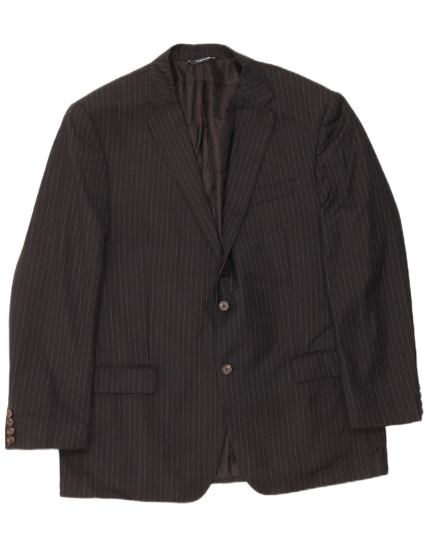 Jaqueta Blazer Masculina Ralph Lauren com 2 Botões Reino Unido 40 Lã Risca de Giz Preta Média