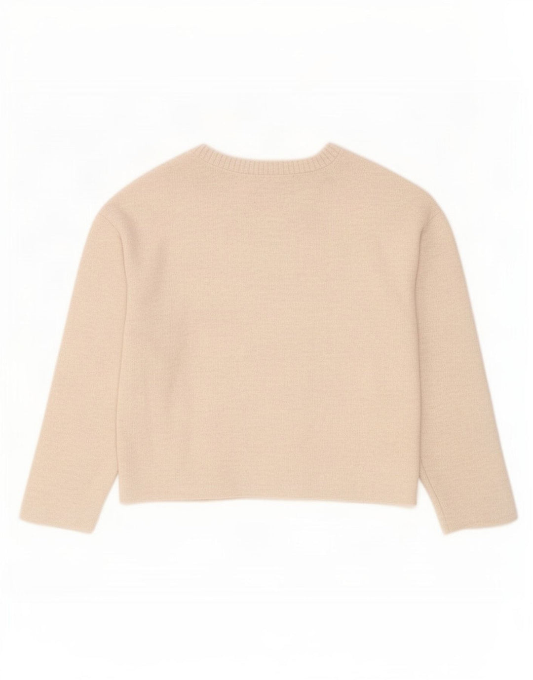 Zara Womens Crop Oversized Top Manga Longa Reino Unido 10 Pequeno Poliéster Bege