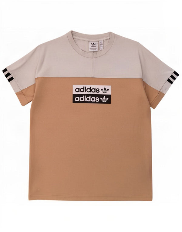 Camiseta feminina gráfica Adidas UK 14 médio branco colorblock algodão
