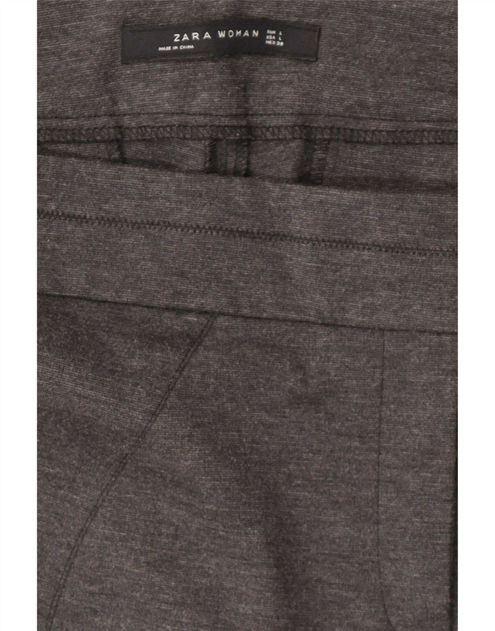 Calça feminina Zara Slim Suit grande W32 L30 cinza manchada