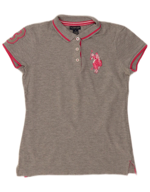 US Polo Assn. Camisa Polo Feminina UK 10 Pequena Algodão Cinza