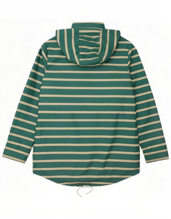 Weird Fish Womens Hooded Raincoat UK 14 Large Green Striped Polyester
