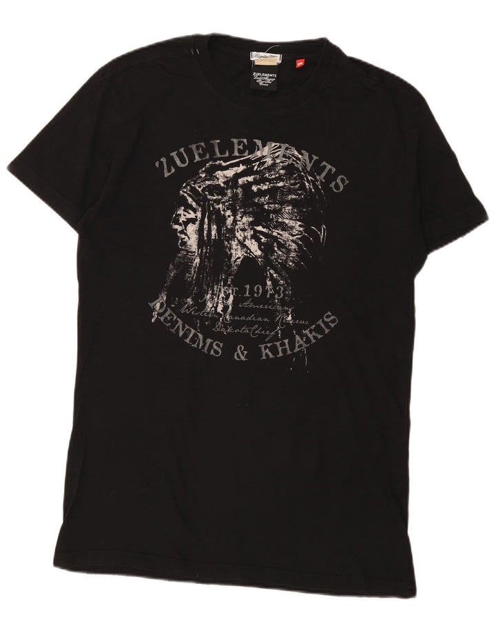 Camiseta masculina Zu Elements gráfica grande preta