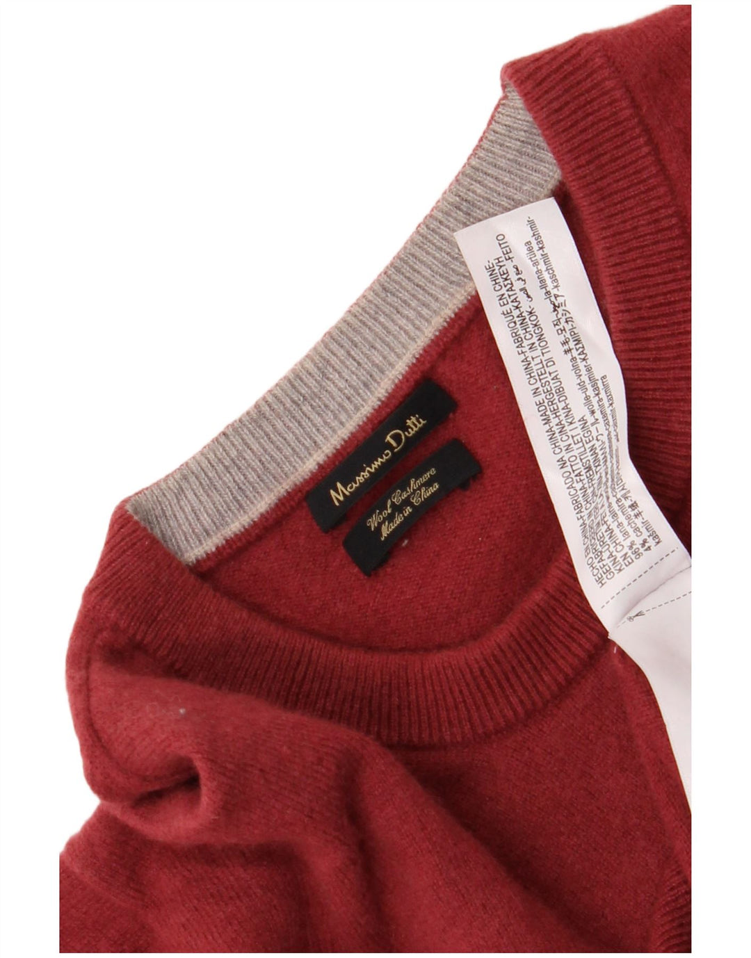 Suéter masculino Massimo Dutti com gola redonda XL lã vermelha