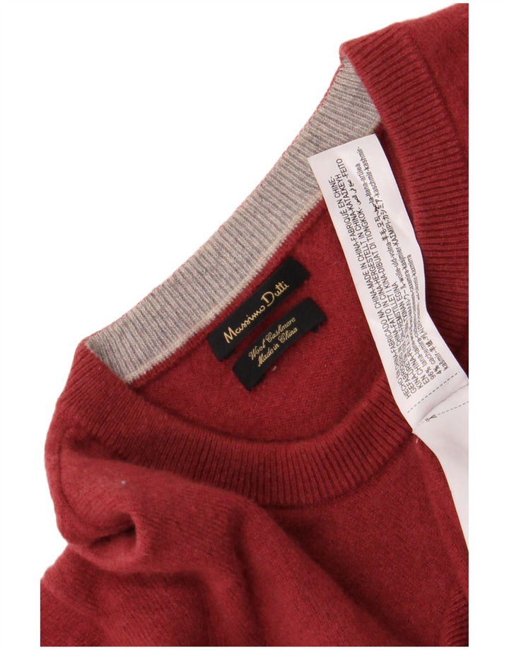 Suéter masculino Massimo Dutti com gola redonda XL lã vermelha