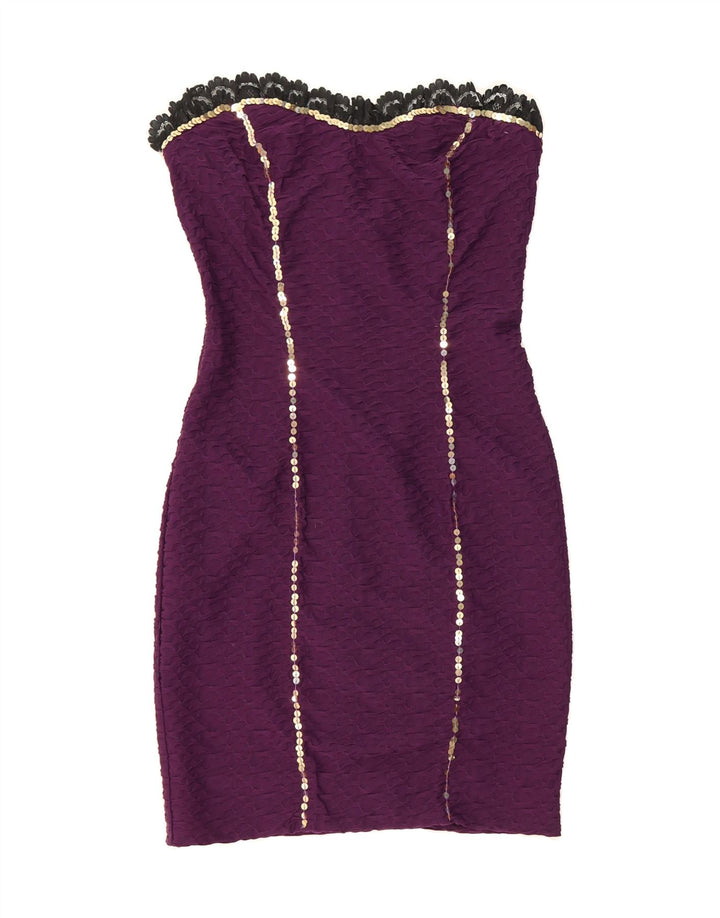 VINTAGE Womens Strapless Dress IT 42 Medium Purple Vintage Vintage and Second-Hand Vintage from Messina Hembry 