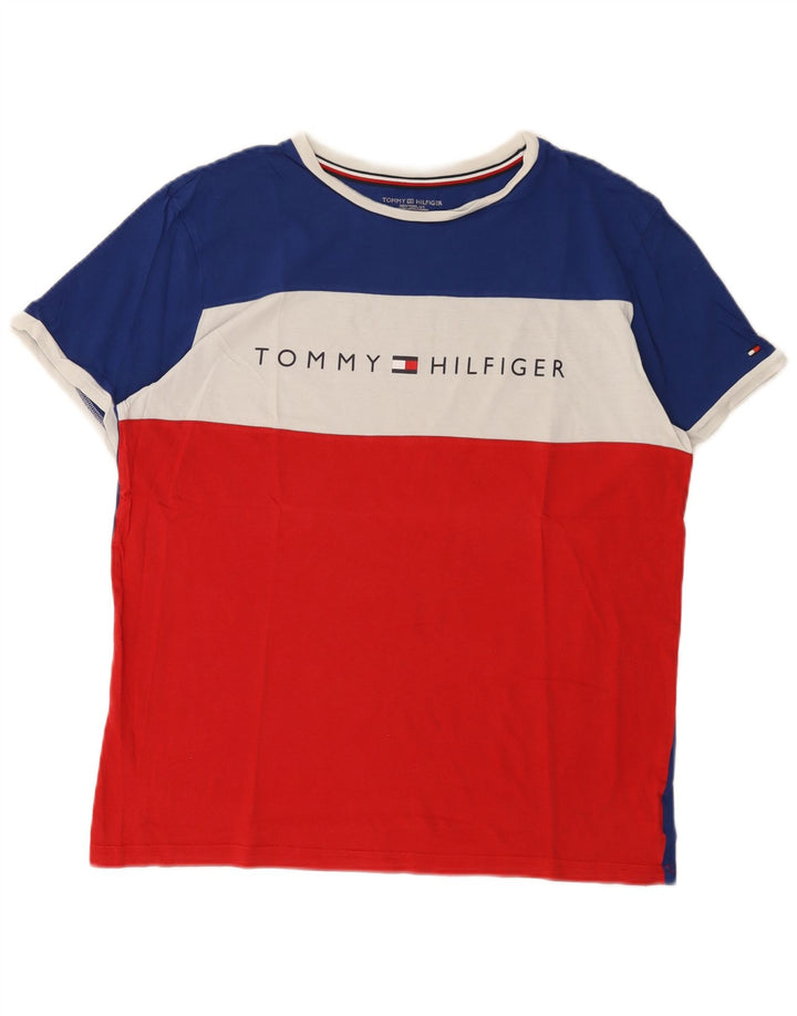 Tommy Hilfiger Camiseta masculina gráfica grande bloco colorido multicolorido
