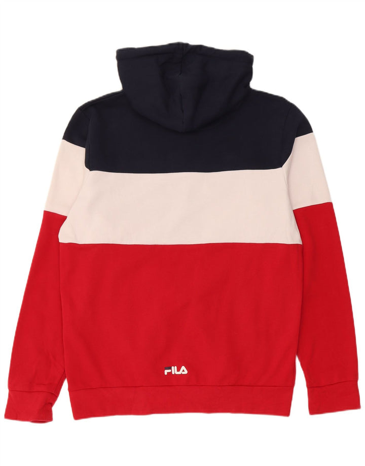 Suéter masculino FILA com capuz e zíper gráfico médio bloco colorido multicolorido