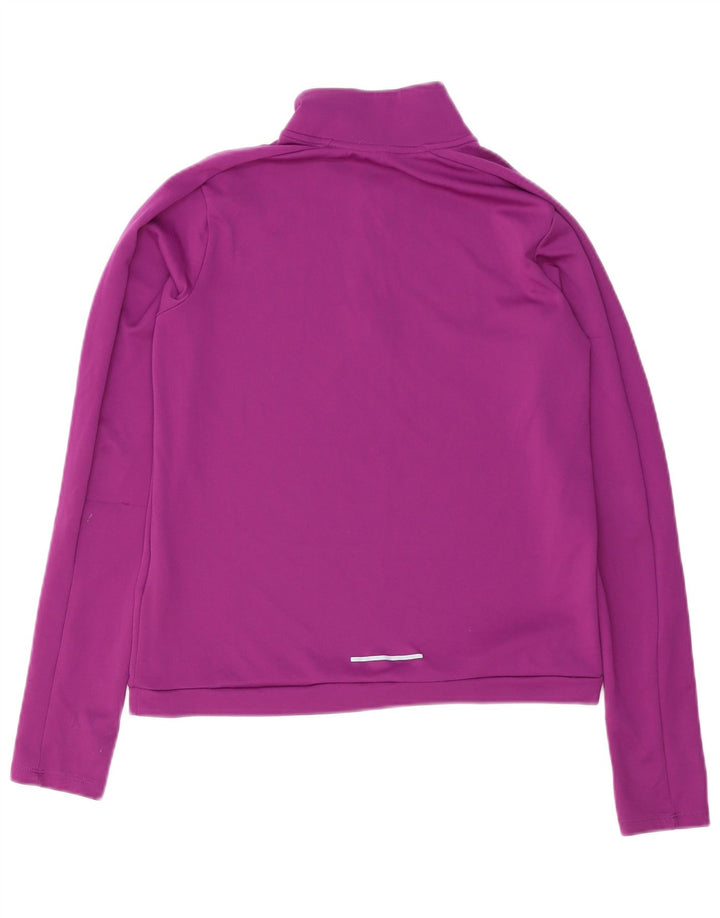 Nike Womens Dri Fit Zip Neck Pullover Treino Top UK 10 Pequeno Roxo