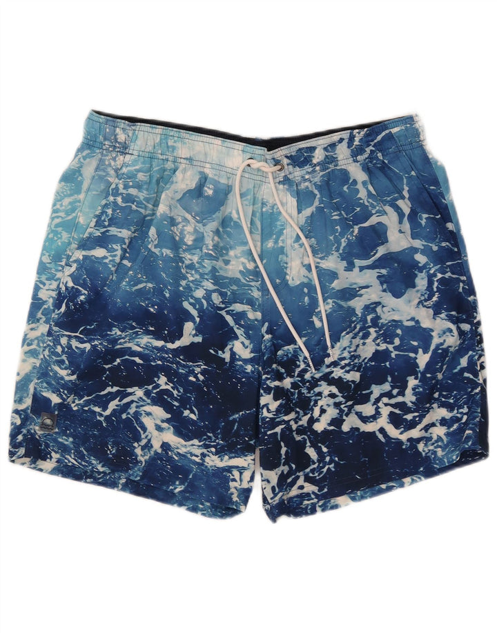 Shorts de natação masculino Marks & Spencer com padrão abstrato grande poliéster azul