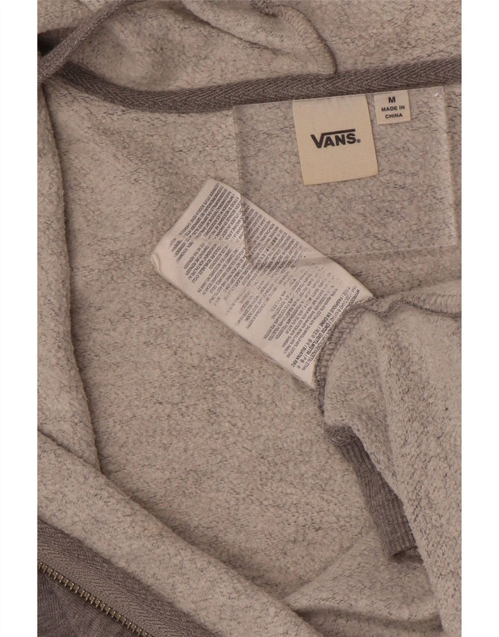Suéter Vans masculino com capuz e zíper gráfico cinza médio