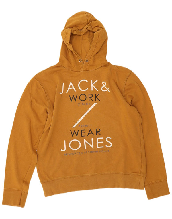 Jumper com capuz gráfico masculino Jack & Jones XL algodão amarelo