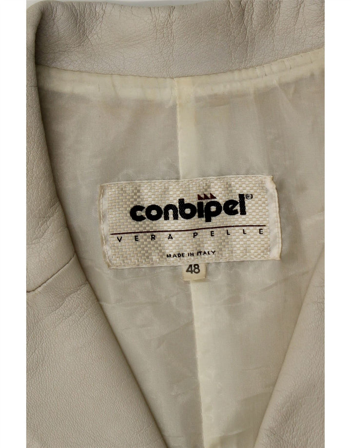 Jaqueta blazer feminina de couro com 4 botões da Conbipel IT 48 XL couro cinza