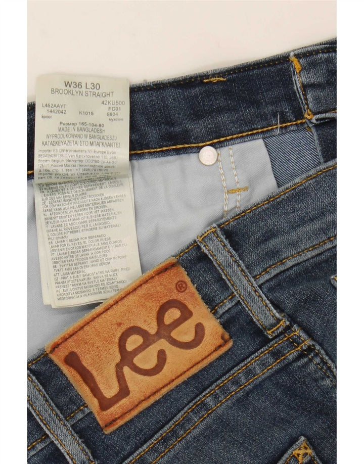 Lee Mens Brooklyn Straight Jeans W36 L30 Azul Algodão