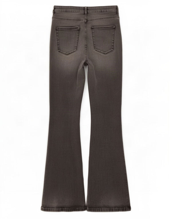 Zara Jeans feminino skinny flared EU 40 médio W30 L33 algodão cinza