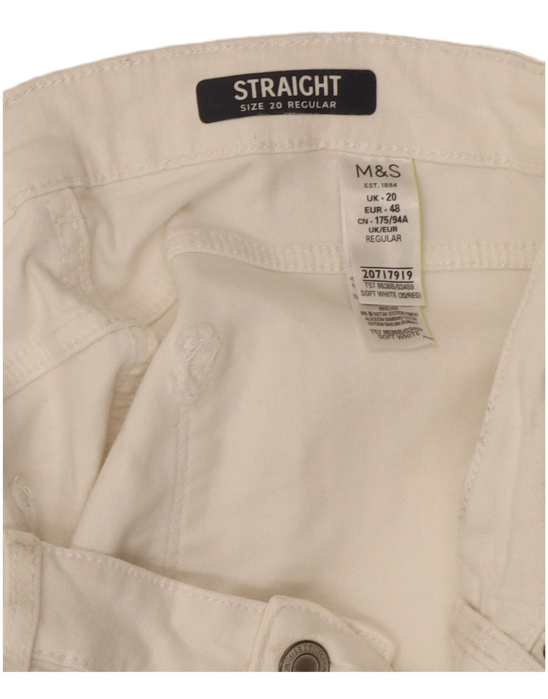 Jeans Marks & Spencer Regular Straight Feminino UK 20 2XL W40 L29 Branco