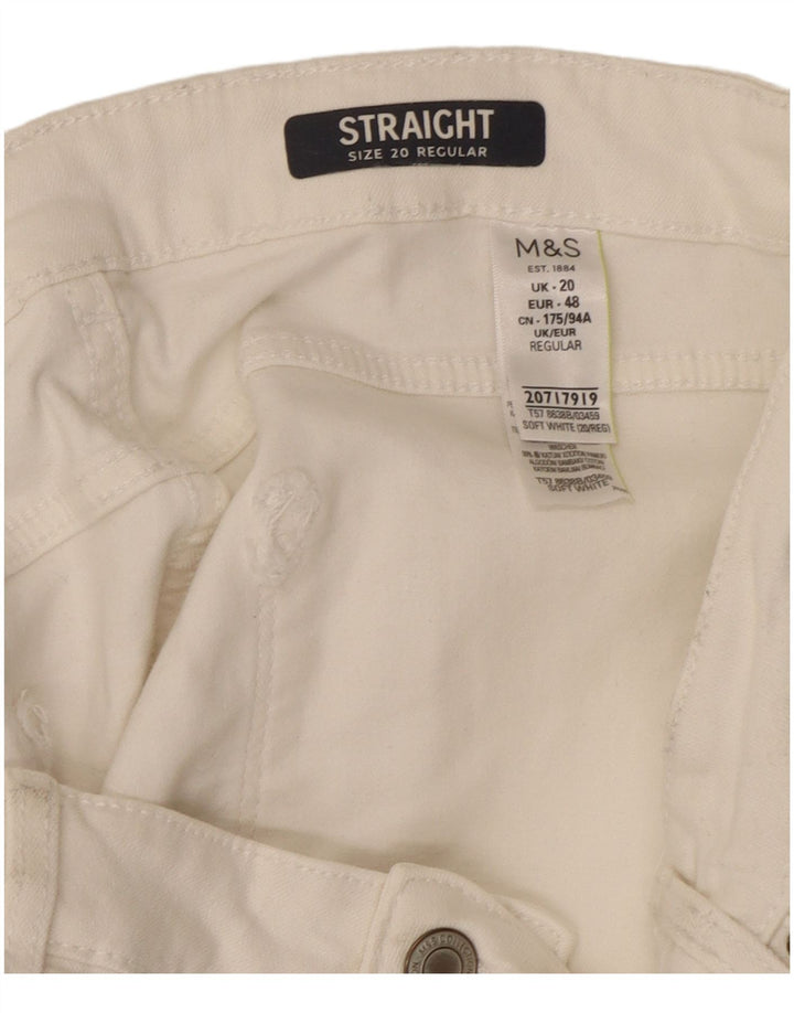Jeans Marks & Spencer Regular Straight Feminino UK 20 2XL W40 L29 Branco