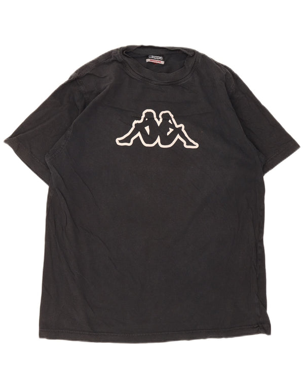 Camiseta gráfica masculina Kappa Top médio algodão preto