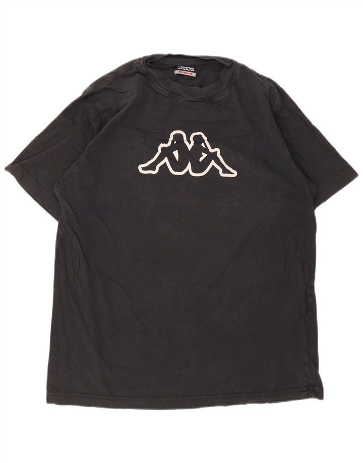 Camiseta gráfica masculina Kappa Top médio algodão preto