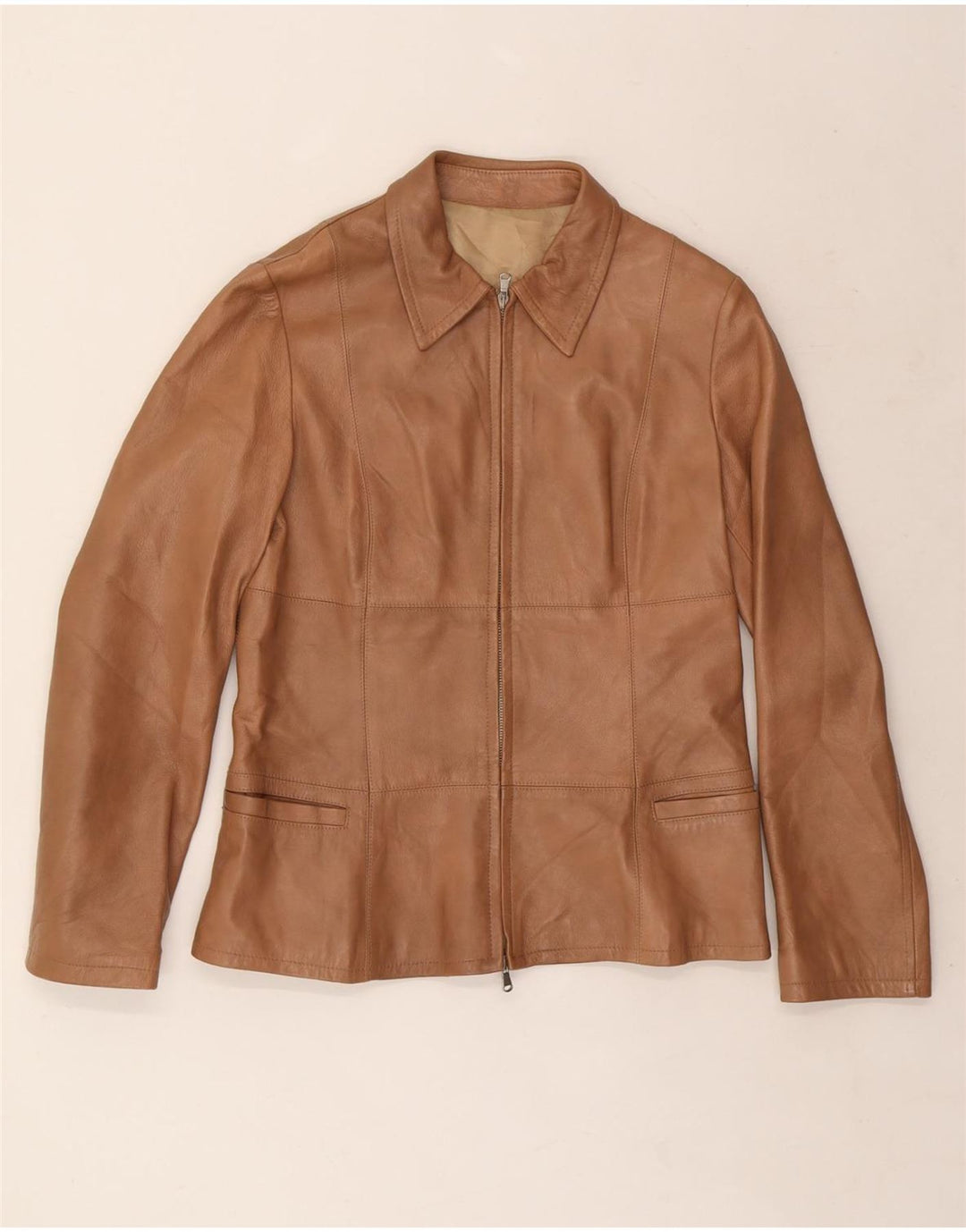 Jaqueta de couro feminina VINTAGE IT 48 XL couro marrom
