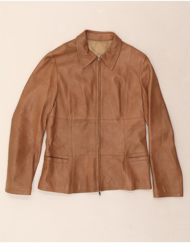 Jaqueta de couro feminina VINTAGE IT 48 XL couro marrom