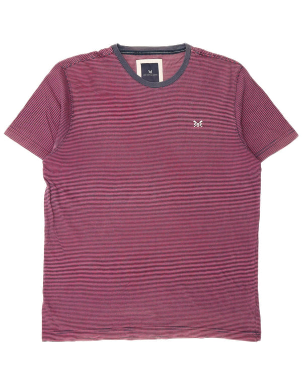 Camiseta masculina Crew Clothing Top grande algodão risca de giz Borgonha