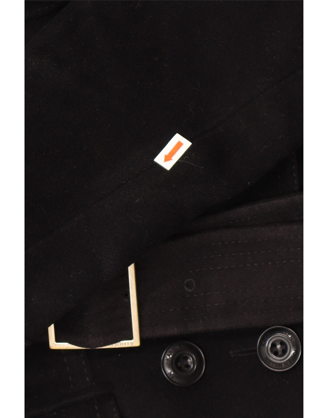 KAREN MILLEN Trench Coat feminino UK 8 pequeno lã preta