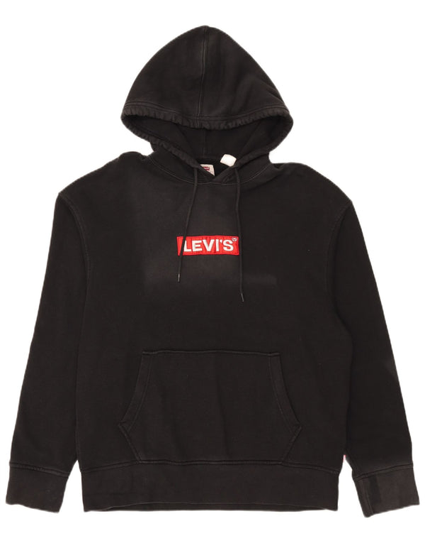 Levi's Mens Graphic Relaxed Fit Hoodie Jumper Medium Black Cotton