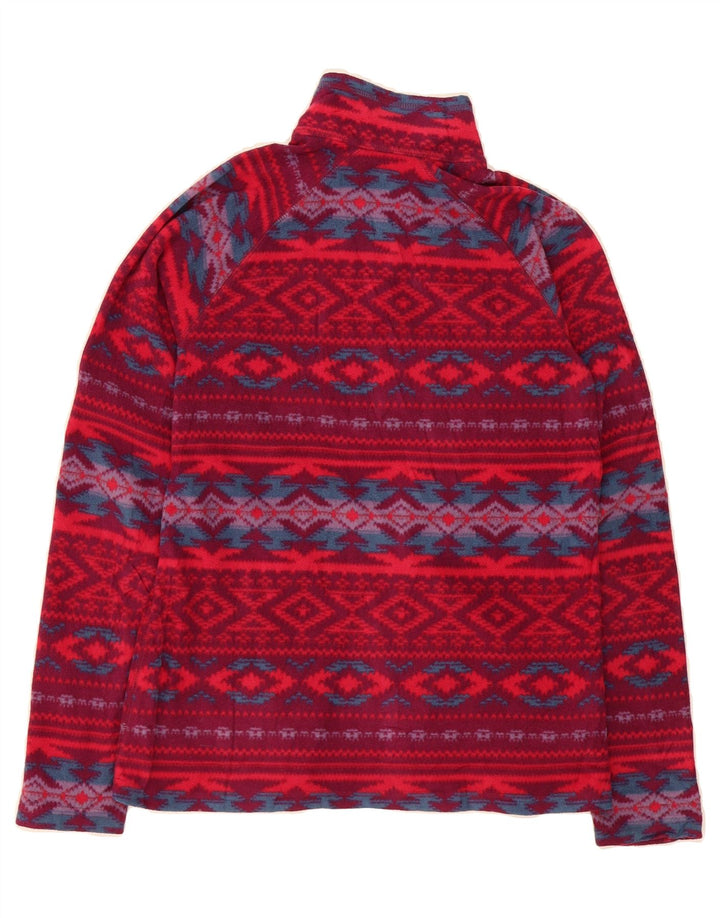 EDDIE BAUER Womens Zip Neck Fleece Jumper UK 10 Small Red Fair Isle Vintage Eddie Bauer and Second-Hand Eddie Bauer from Messina Hembry 