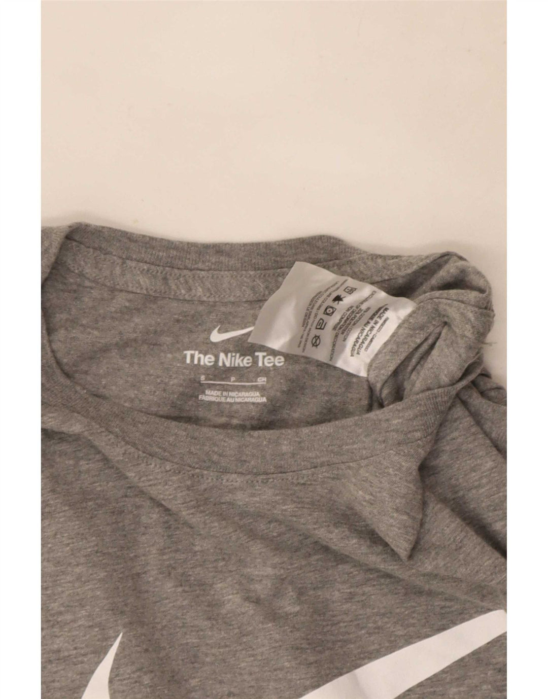 Camiseta Nike masculina gráfica top pequeno algodão manchado cinza