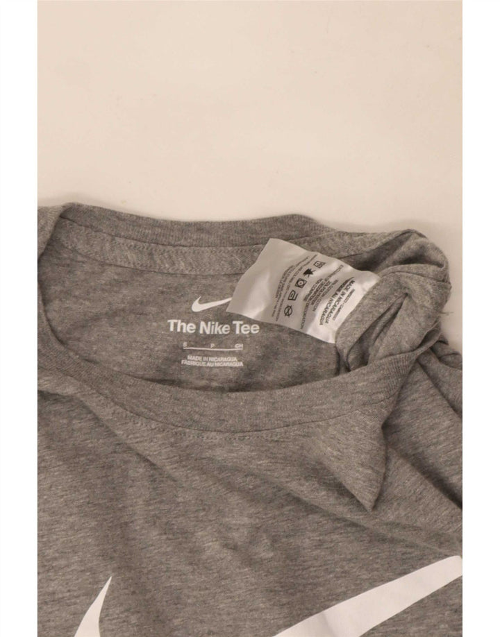 Camiseta Nike masculina gráfica top pequeno algodão manchado cinza