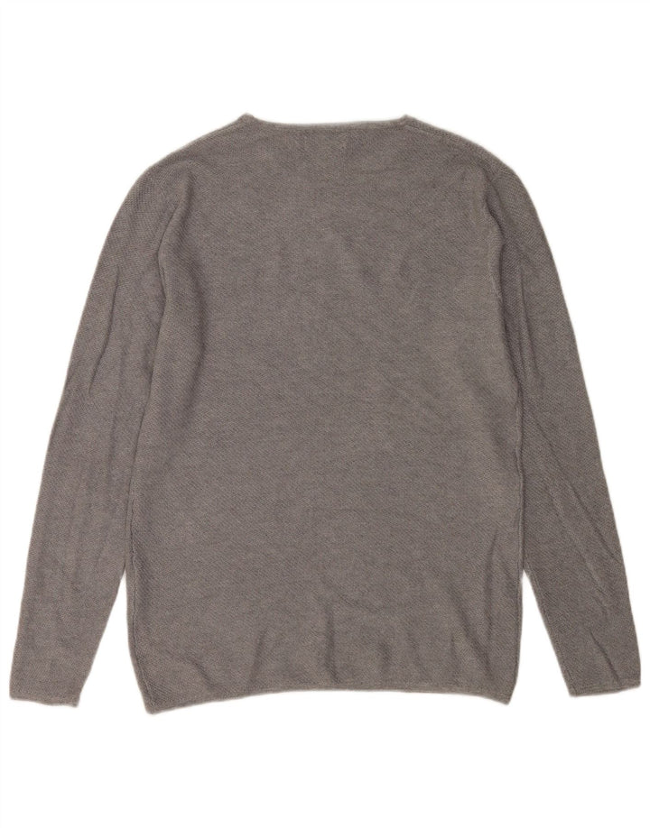 Suéter masculino ZARA com gola redonda e viscose cinza médio