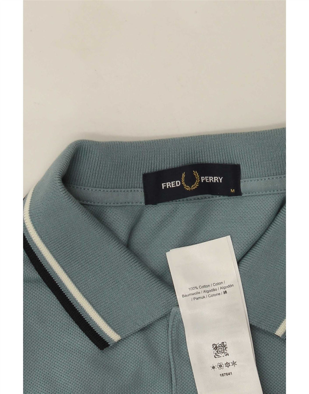 Camisa polo masculina Fred Perry de algodão listrado azul médio