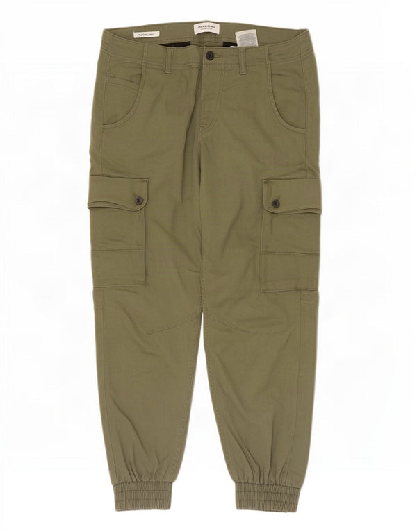Calça cargo masculina Jack & Jones Paul Tapered Joggers W30 L26 algodão cáqui