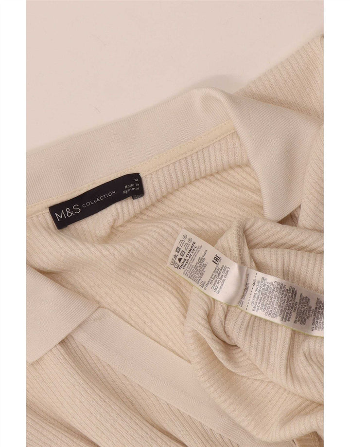Camisa polo feminina Marks & Spencer Reino Unido 12 poliéster bege médio