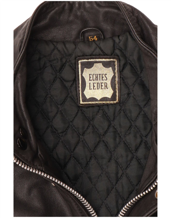 Jaqueta de couro militar masculina VINTAGE IT 54 2XL couro preto