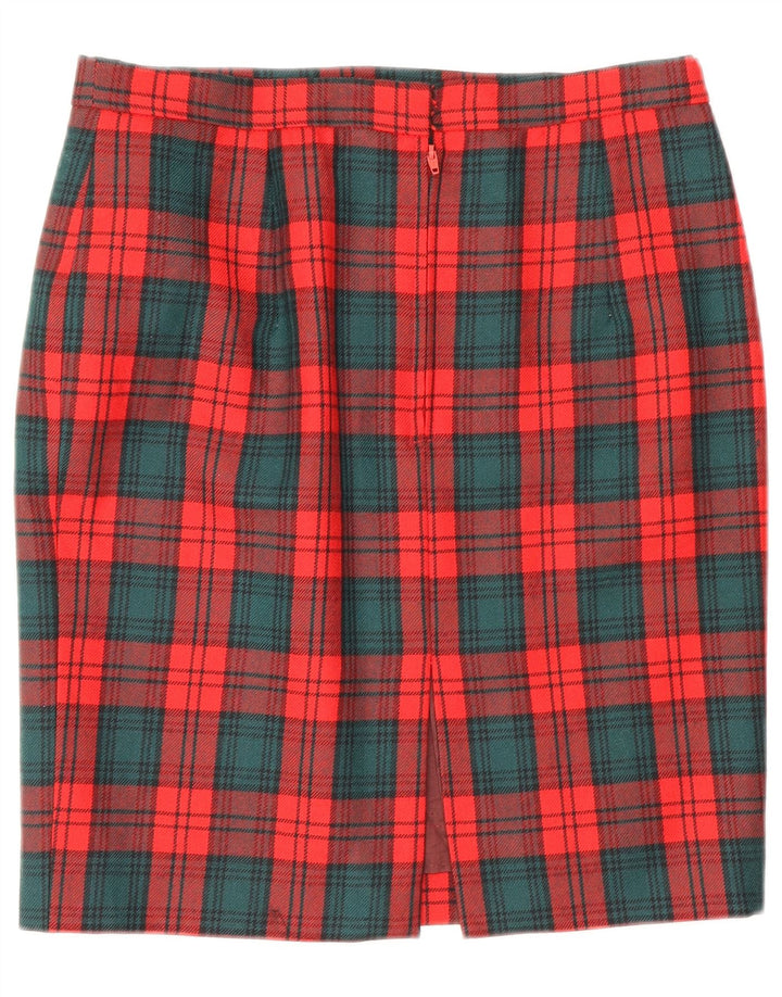 Saia lápis feminina vintage W28 xadrez vermelho médio